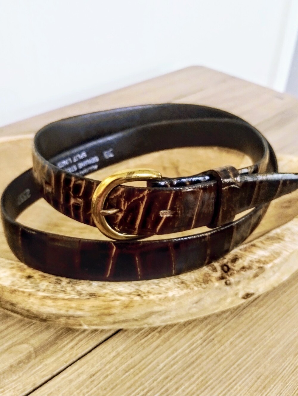 Vintage 80's Alligator 🐊 Grain Steer hide Split Lined Leather Belt "38 Inch